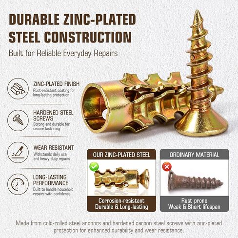 6×14mm Short Expansion Screw Set for Cabinet Hinge Repair & Stripped Thread Restoration, Stone Expansion Anchor with Storage Box, Works on Wood, Tile, Stone, Concrete (50pcs) in Kuwait