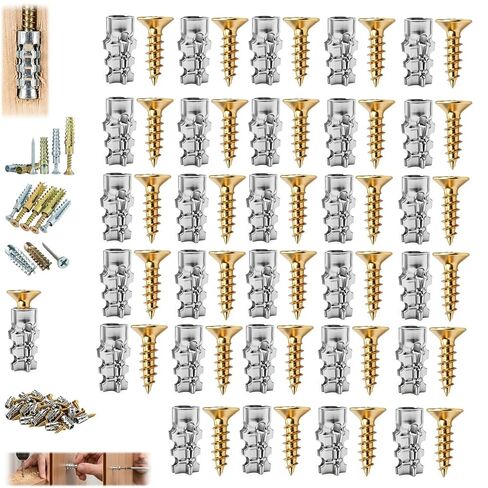 Short Expansion Screw Set, Hinge Repair Screw & Expansion Anchor, Short Expansion Screw Set for Cabinet Hinge Repair & Stripped Thread Restoration (Gold*10PCS) in Kuwait