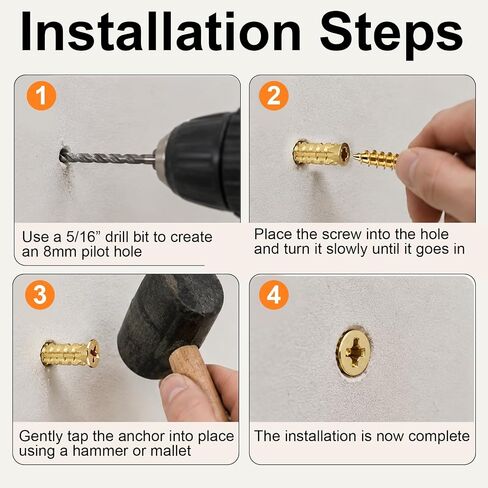 30 قطعة 6 × 14 مم برغي إصلاح المفصلات ومجموعة مرساة التمدد لإصلاح خيط مفصل الباب للثقوب المقصوصة، تثبيت آمن لباب الخزانة مع مرساة توسيع للخشب، براغي إصلاح شديدة التحمل in Kuwait