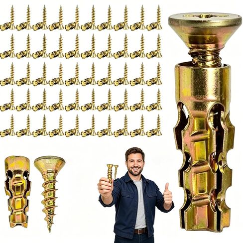 6×14mm Short Expansion Screw Set, Stone Expansion Anchor for Cabinet Hinge Repair and Stripped Thread Restoration, Fits 6mm Drill Holes in Wood, Tile, Stone (50Pcs) in Kuwait