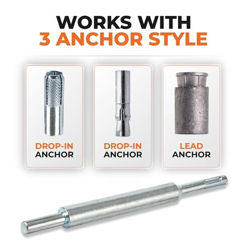 SDS Plus Drop-in Anchor Setting Tool 1/2, Internal Threaded Anchor Setter for Concrete, Zinc Plated Steel Easy Rotary Hammer Installation in Kuwait