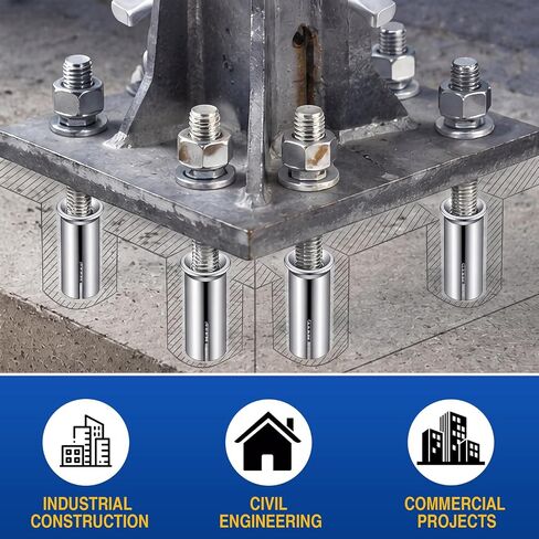 200 Pcs 3/8"-16 Drop in Anchors, Zinc Coated Carbon Steel Internal Threaded Expansion Anchor, Heavy Duty Female Thread Inserts Fit Standard 3/8 Bolt, 1/2" Drill Hole in Saudi Arabia