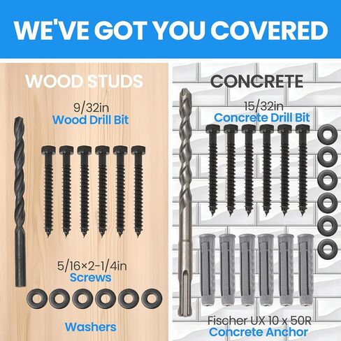 22PCS TV Wall Mount Hardware Kit, M8 Lag Bolt Kit with Anchors, Washers, Bubble Level, Allen Key & 2 Drill Bits, Heavy-Duty TV Mounting Screws for Wood Stud, Brick & Concrete in Kuwait