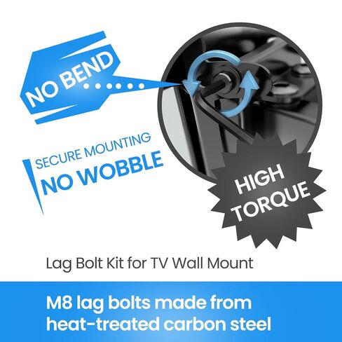 22PCS TV Wall Mount Hardware Kit, M8 Lag Bolt Kit with Anchors, Washers, Bubble Level, Allen Key & 2 Drill Bits, Heavy-Duty TV Mounting Screws for Wood Stud, Brick & Concrete in Kuwait