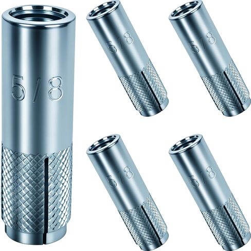 25 Pcs Drop-in Anchors，1/4"-20 Zinc-Plated Concrete Knurled Drop-in-Anchor, Secure Mounting, Easy Installation - Internal Forced Expansion Screw Bolts for Solid Concrete (25, 1/4"-20) in Kuwait