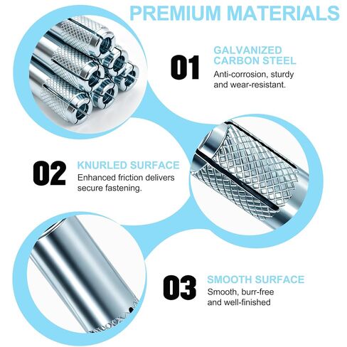 25 Pcs Drop-in Anchors，1/4"-20 Zinc-Plated Concrete Knurled Drop-in-Anchor, Secure Mounting, Easy Installation - Internal Forced Expansion Screw Bolts for Solid Concrete (25, 1/4"-20) in Kuwait