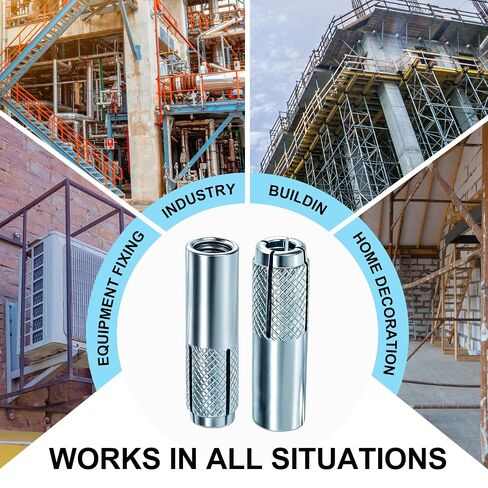 25 Pcs Drop-in Anchors，1/4"-20 Zinc-Plated Concrete Knurled Drop-in-Anchor, Secure Mounting, Easy Installation - Internal Forced Expansion Screw Bolts for Solid Concrete (25, 1/4"-20) in Kuwait