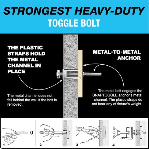 TOGGLER SNAPTOGGLE Drywall Anchors & Heavy-Duty Toggle Bolts with Included Zinc-Plated Bolts – 1/4"-20 & 3/16"-24 UNC for Hollow Walls, Plaster & Tile – 20 & 10 Pack Combo in Kuwait