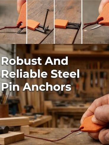 Rope Anchor Hook, Chalk Line Anchor Tool, Durable Corrosion Resistant Chalk Line Hook with Plastic Handle & Steel Pin, Bright Orange for Construction, Professional & DIY Projects(3pcs) in Saudi Arabia