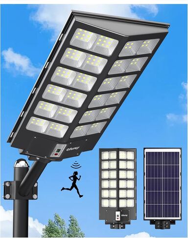 Ofuray Solar Street Lights Outdoor,Solar Security Flood Lights Parking Lot Lights Commercial Dusk to Dawn, 6500k Waterproof Led with Remote Control Motion for Street,Court,Barn (Of-5600W 560000Lm) in Saudi Arabia