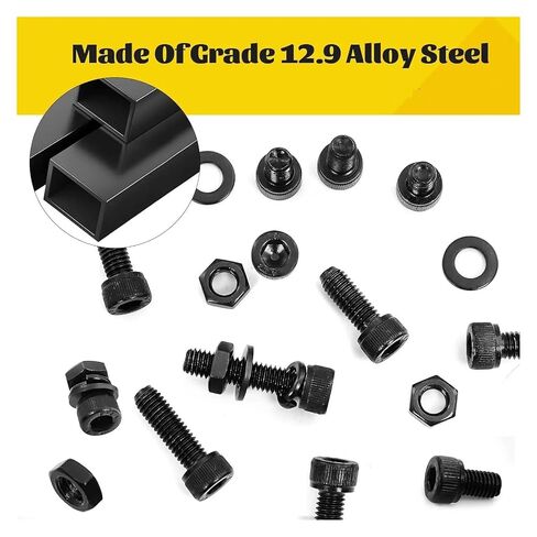 M3 Screws Assortment Kit 750PCS, Hex Socket Head Bolts Nuts Washers Set, 12.9 Alloy Steel Black Zinc Plated Screw for 3D in Kuwait