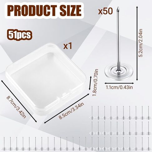 50 PCS Long Upholstery Nails Tacks - Silver Push Pins and Thumb Tacks with Plastic Box, Extra Long Push Pins Flat Head Furniture Nails, Heavy Duty Decorative Push Pin for Furniture Sofa Headboard in Kuwait