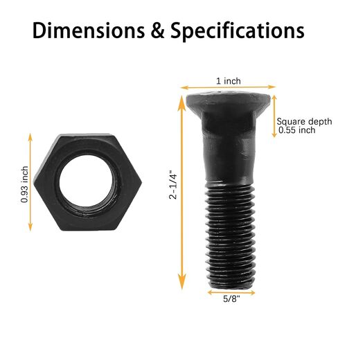 5/8 Grader Blade Bolts & Nuts,for JCB Skid Steer Bucket,5/8" x 2-1/4" Cutting Edge Bolts for Kubota,New Holland Snow Plow Accessories,Tractor Bolt Attachments(8Pcs) in Kuwait