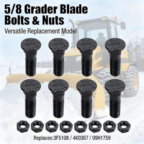 5/8 Grader Blade Bolts & Nuts,for JCB Skid Steer Bucket,5/8" x 2-1/4" Cutting Edge Bolts for Kubota,New Holland Snow Plow Accessories,Tractor Bolt Attachments(8Pcs) in Kuwait