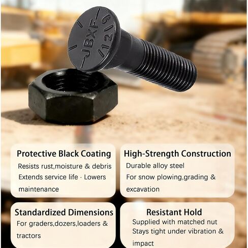 5/8 Grader Blade Bolts & Nuts,for JCB Skid Steer Bucket,5/8" x 2-1/4" Cutting Edge Bolts for Kubota,New Holland Snow Plow Accessories,Tractor Bolt Attachments(8Pcs) in Kuwait