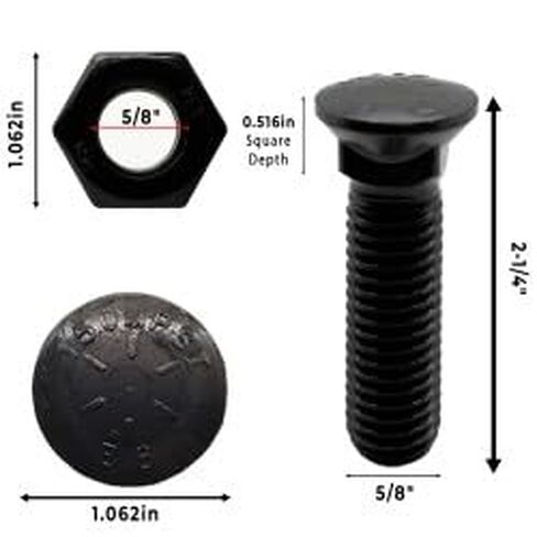 (8) 5/8 "-11x2-1/4 الصف 8 قبة رأس المحراث البراغي عادي و (8) 5/8 "-11 صواميل سداسية ثقيلة عادي in Kuwait