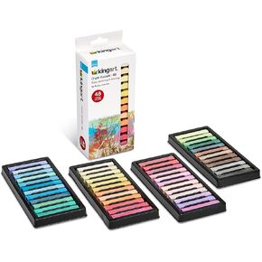 KINGART 175-48 Soft Chalk Pastels, 48 Assorted Colors, Square Charcoal, Drawing Media for All Artist in Kuwait