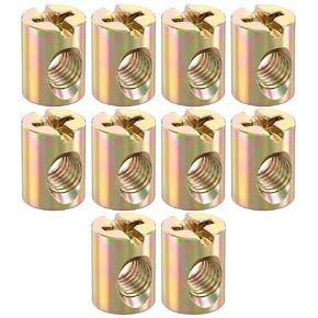 10 Pcs M6 Barrel Nut, Slotted Cross Dowel Nut for Furniture Bed | M6 slotted barrel nut, cross dowel 10x13mm, furniture hardware replacement for bed, chair, table, flush joint connector in Kuwait