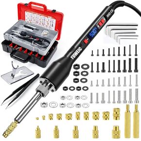 60W Heat Set Insert Tool Kit Digital Soldering Iron with Adjustable Temperature 392°F–932°F, M2/M3/M4/M5/M6 Heat Insert Tips, Threaded Insert Installation for 3D Printing DIY Plastic Repair Tool in Kuwait