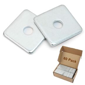 Square Washers, 60 Pack 1/2" ID x 2" x 2" Galvanized Washers, Heavy Duty Large Washers for Construction & DIY Projects in Kuwait