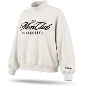 CITRUSY Mom Club Mockneck Oversized Sweatshirt | Turtleneck Mama Sweater for Women | Boy Mom Girl Mom Crew Mock Neck in Kuwait