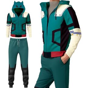 BIUTEY أنيمي Mha هوديي و Sweatpants Midoriya Izuku تأثيري قناع السترة جرزاية عداء ببطء الرجال رياضية 2 قطعة مجموعة in Kuwait