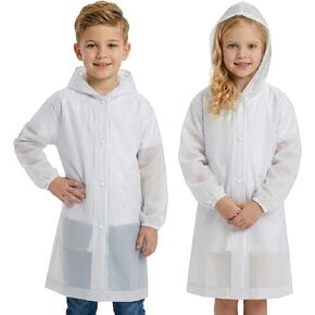 ZukoCert 2 Pack Rain Ponchos for Kids, Waterproof EVA or Thicker Ponchos with Hood and Sleeves for Boys and Girls in Kuwait
