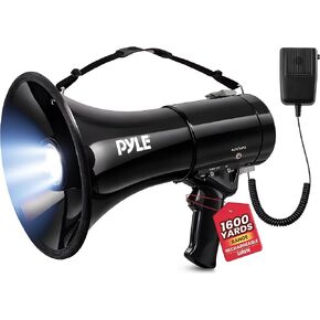 Pyle Portable Compact PA Megaphone Speaker with Alarm Siren & Adjustable Volume - 50W Handheld Lightweight Bullhorn - with Mic, AUX in for MP3 & Rechargeable Battery - Indoor Outdoor Use - PMP561LTB in Kuwait