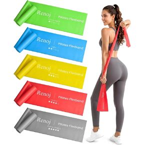 Renoj Pilates Flexbands, 5-Pack Latex-Free Resistance Bands Set – Exercise Bands for Pilates, Yoga, Stretching & Physical Therapy | Home Gym Equipment for Women & Men in Kuwait