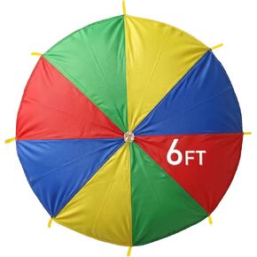 Rainbow Parachute for Kids, 6ft Kids Parachute with Handles for 4-8 Children, Lightweight Parachute Kids for Cooperative Group Game Play Indoors and Outdoors in Kuwait