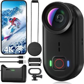 4K Mini Body Action Cameras POV Body Cam, 64GB Sports Camera with Audio Video Recording, Portable WiFi Magnetic Wearable Waterproof Thumb Camera for Motorcycle Vlogging Skiing Cycling Hiking-Black in Kuwait