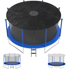 Heavy Duty Trampoline Shade Cover, Universal for 6/8 Poles, 14ft Tear Resistant Trampoline Cover Tarp with Center Net Drainage, Sun Shade Block Leaves for Outdoor Backyard Playground in Kuwait