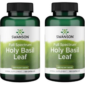 Swanson Holy Basil Leaf (Tulsi) - Stress Support and Well-Being Supplement - (120 Capsules, 800mg Per Serving) 2 Pack in Kuwait