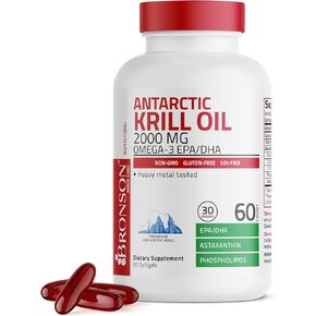 Bronson أنتاركتيك Krill Oil 2000 ملغ مع Omega-3S EPA و DHA و Astaxanthin و Phospholipids 120 Softgels (60 حصص) in Kuwait
