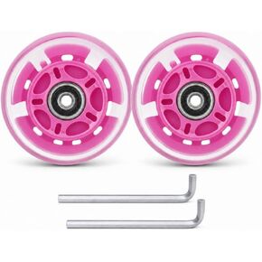 80mm Light Up Wheels, 2-Pack LED Flashing Inline Skate Wheels & Scooter Rear Wheels, 85A PU with ABEC-9 Bearings, Includes 2 L-Wrenches for Kids Indoor Outdoor (Black) in Kuwait