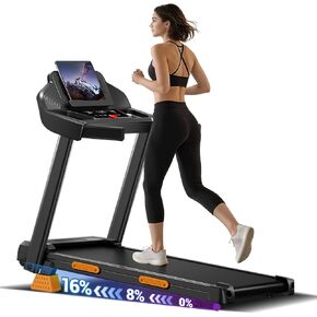 CURSOR FITNESS 16% Incline Treadmills for Home Small with 3 LED Displays, 3.0HP Foldable Walking Pad Treadmill Up to 400LBS Capacity, Portable Treadmill 0.6-7.0MPH in Saudi Arabia