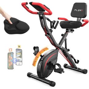 Pleny Folding Exercise Bike, 5 IN 1 Stationary Bikes for Home 6.6 LBS Flywheel, 330LB Weight Capacity Back Support Cushion Indoor Workout Cycling Bike for Home Gym in Saudi Arabia