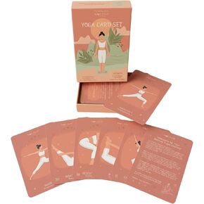 NOLAVA Yoga Cards Gift Set for Women, 40 Large 4"x6" Yoga Cards & Deck: 30 Pose Cards English + Sanskrit,10 Intention Cards, Sun & Moon Salutation Flows + Guided Meditation, Sweat-Proof, Gift Box in Kuwait