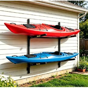 Bonnlo Adjustable Kayak Storage Rack, Heavy Duty Kayak Wall Rack for Garage Indoor Outdoor Backyard Storage Room, Fits Kayaks Canoes Surfboards Paddle Boards in Kuwait