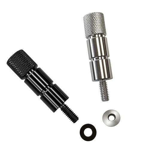 Frienda 2 Pack Stainless Steel Extended Seat Bolt Kit Compatible with Harley/Davidson Touring Models Bike Motorcycles 1/4"-20 Unc Thread Knurled Handle Seat Bolt Screw with Rubber Washers Black Silver in Kuwait