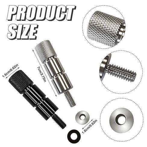 Frienda 2 Pack Stainless Steel Extended Seat Bolt Kit Compatible with Harley/Davidson Touring Models Bike Motorcycles 1/4"-20 Unc Thread Knurled Handle Seat Bolt Screw with Rubber Washers Black Silver in Kuwait