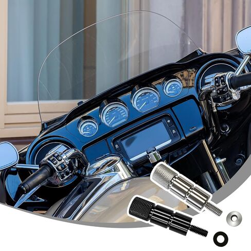 Frienda 2 Pack Stainless Steel Extended Seat Bolt Kit Compatible with Harley/Davidson Touring Models Bike Motorcycles 1/4"-20 Unc Thread Knurled Handle Seat Bolt Screw with Rubber Washers Black Silver in Kuwait
