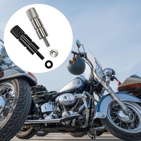 Frienda 2 Pack Stainless Steel Extended Seat Bolt Kit Compatible with Harley/Davidson Touring Models Bike Motorcycles 1/4"-20 Unc Thread Knurled Handle Seat Bolt Screw with Rubber Washers Black Silver in Kuwait