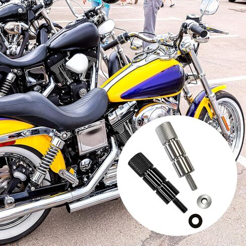 Frienda 2 Pack Stainless Steel Extended Seat Bolt Kit Compatible with Harley/Davidson Touring Models Bike Motorcycles 1/4"-20 Unc Thread Knurled Handle Seat Bolt Screw with Rubber Washers Black Silver in Kuwait