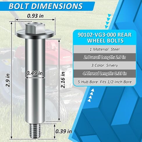 2 حزمة تهذيب الحشائش HRR2169VKA عجلة الترباس، 90102-VG3-000 محرك العجلات الخلفية استبدال أجزاء هوندا HRR216 HRS216 HRT216 HRZ216 TDAA in Kuwait