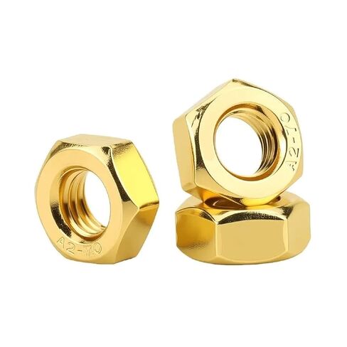 Hex Nuts Titanium Plating Gold Carbon Steel Hexagon Nuts Metric Fasteners Hardware Tools(20PCS,M6) in Kuwait