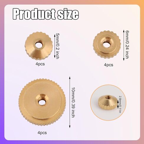 12pcs Brass Clock Hand Nut Assortment, 5/6/10mm OD, Replacement for Grandfather Wall & Mantel Clocks Parts Ensure Smooth Timekeeping in Kuwait