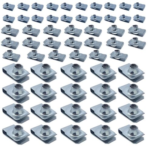 60 Pcs Stainless Steel U-Clip Nuts Set M6 M8 M10, 304 Grade Speed Clip Fasteners for Sheet Metal, Spring Steel Mounting Clips with Thread, Panel Fixing Kit in Kuwait