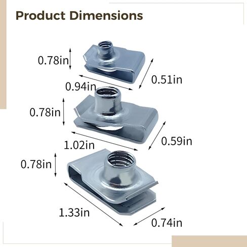 60 Pcs Stainless Steel U-Clip Nuts Set M6 M8 M10, 304 Grade Speed Clip Fasteners for Sheet Metal, Spring Steel Mounting Clips with Thread, Panel Fixing Kit in Kuwait