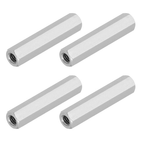 PATIKIL 1/4"-20 UNC 304 صواميل توصيل سداسية من الفولاذ المقاوم للصدأ، 4 قطع 2 بوصة طول قضيب ملولب بالكامل صواميل موصل تثبيت، لون فضي in Kuwait